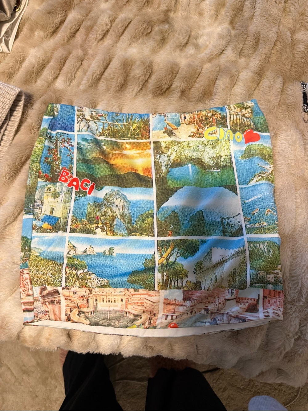 BRAND NEW - Tiger Mist Scenic Photo Collage Mini Skirt with Blue & Green Tones
